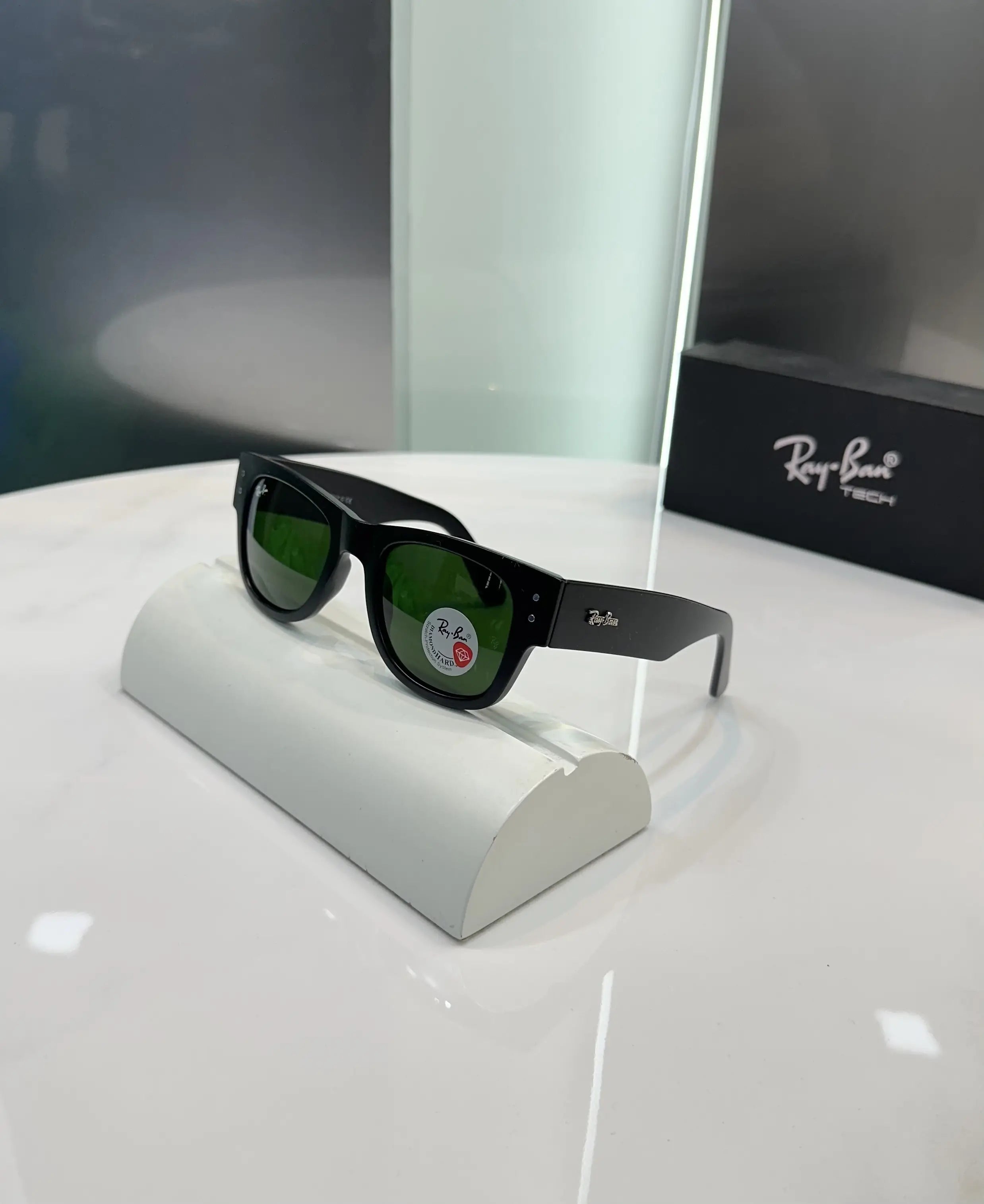 RayBan Puffer Black Green Premium Shades 840