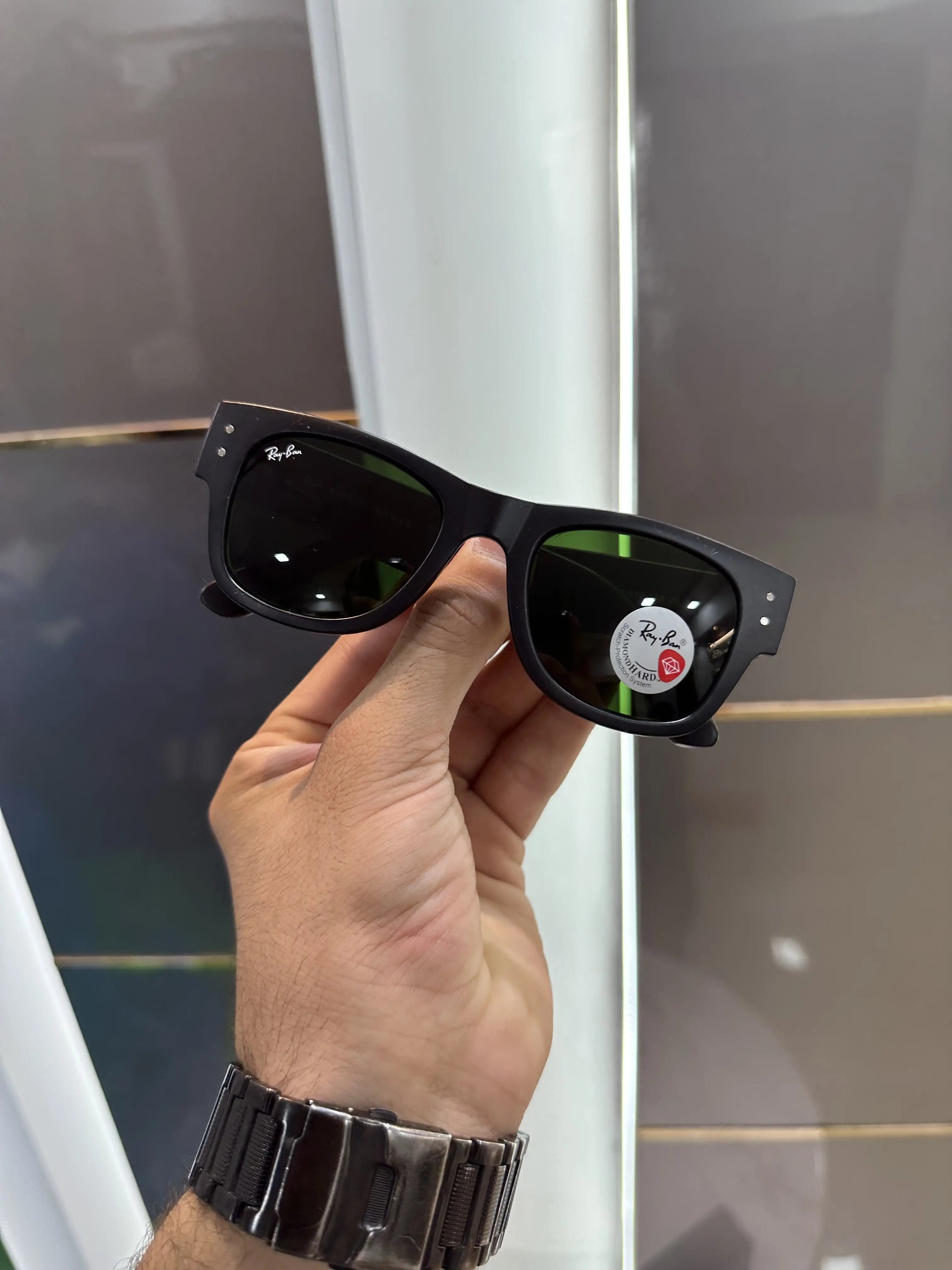 RayBan Puffer Black Green Premium Shades 840