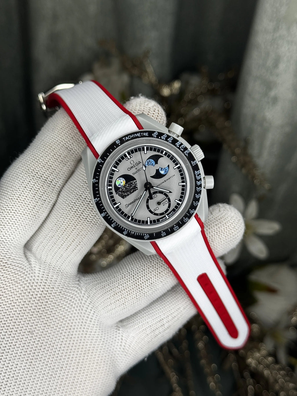 Omega x Swatch Red White Moonswatch Premium Watch