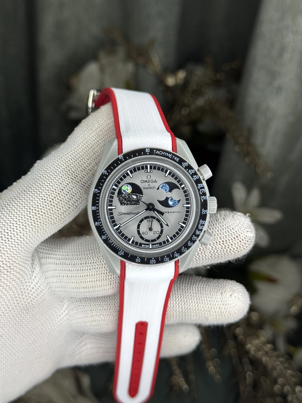 Omega x Swatch Red White Moonswatch Premium Watch