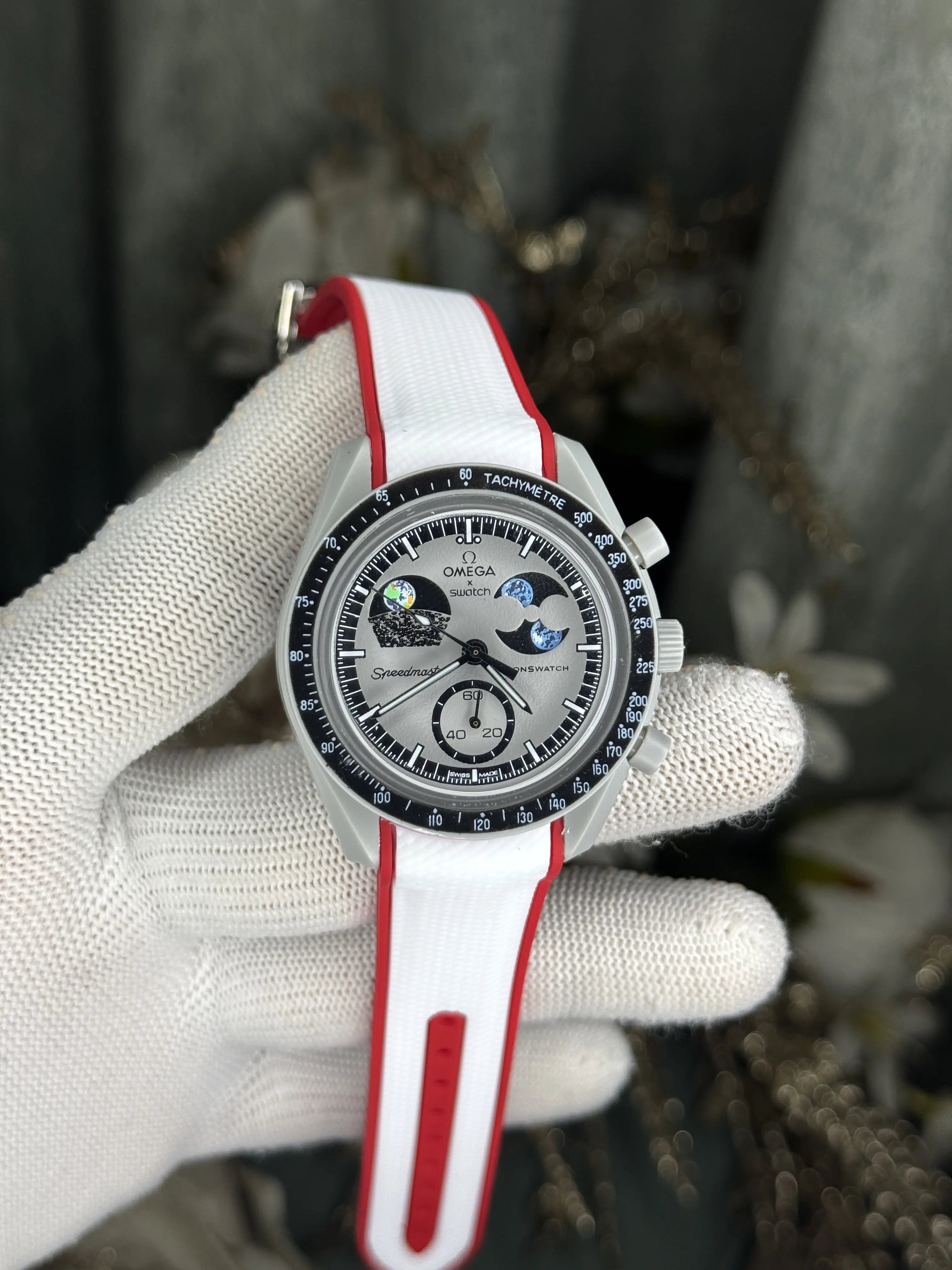 Omega x Swatch Red White Moonswatch Premium Watch