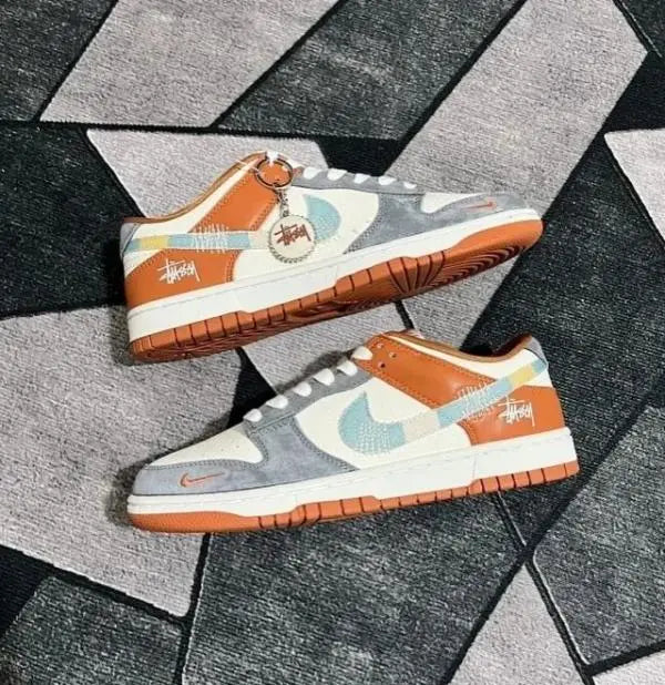 Nik_e SB DUNK STUSSY GREY ORANGE 2025 Suede Quality