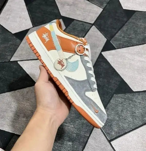 Nik_e SB DUNK STUSSY GREY ORANGE 2025 Suede Quality