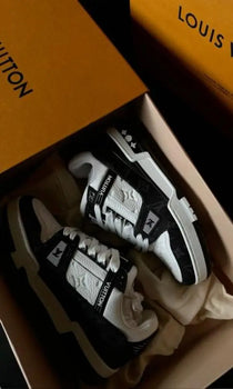 Loui s Vuittton LV Trainer Monogram White Black Denim With Accessories