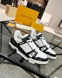 Loui s Vuittton LV Trainer Monogram White Black Denim With Accessories