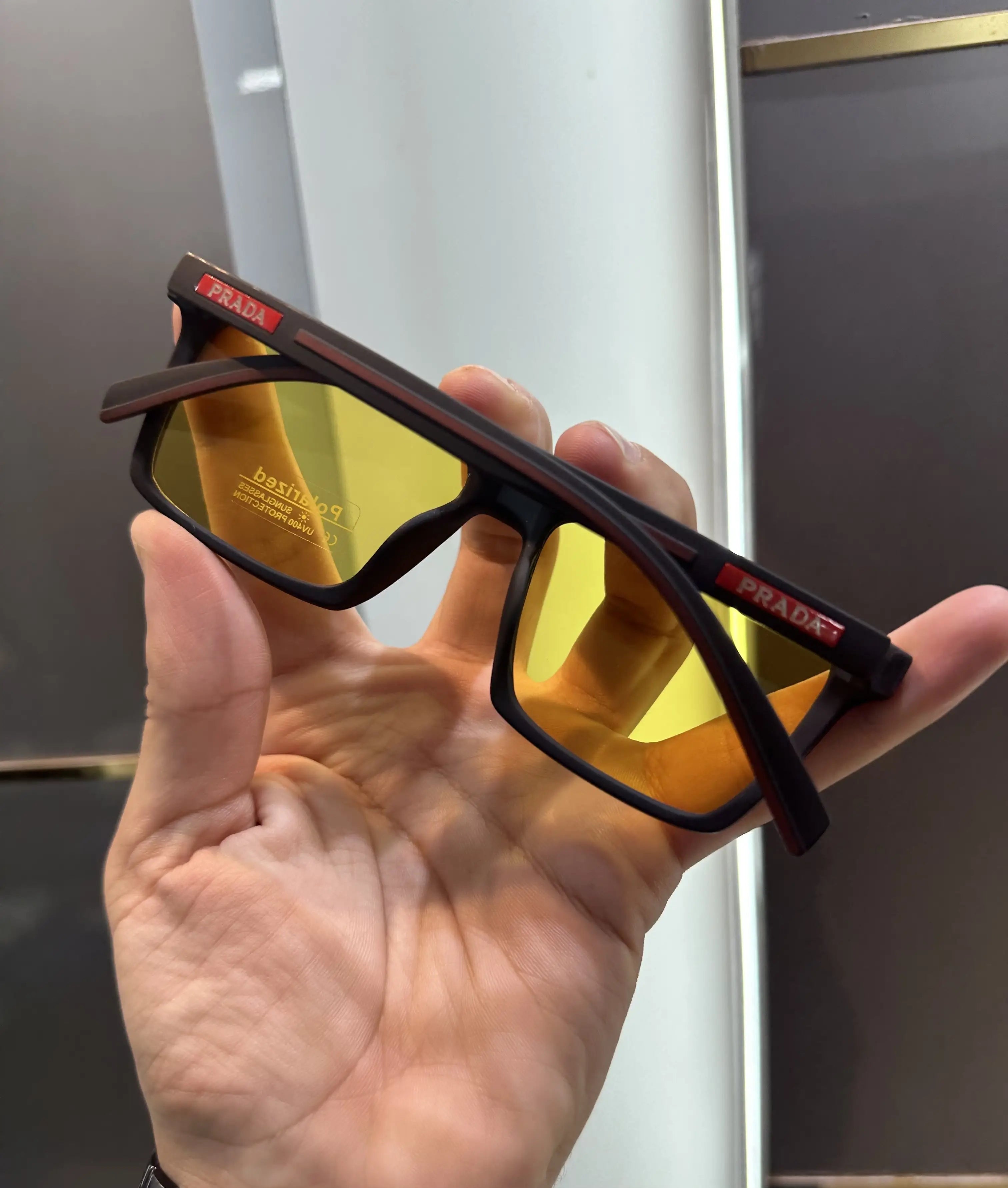 Prada Matt Black Yellow Premium Shades 2028