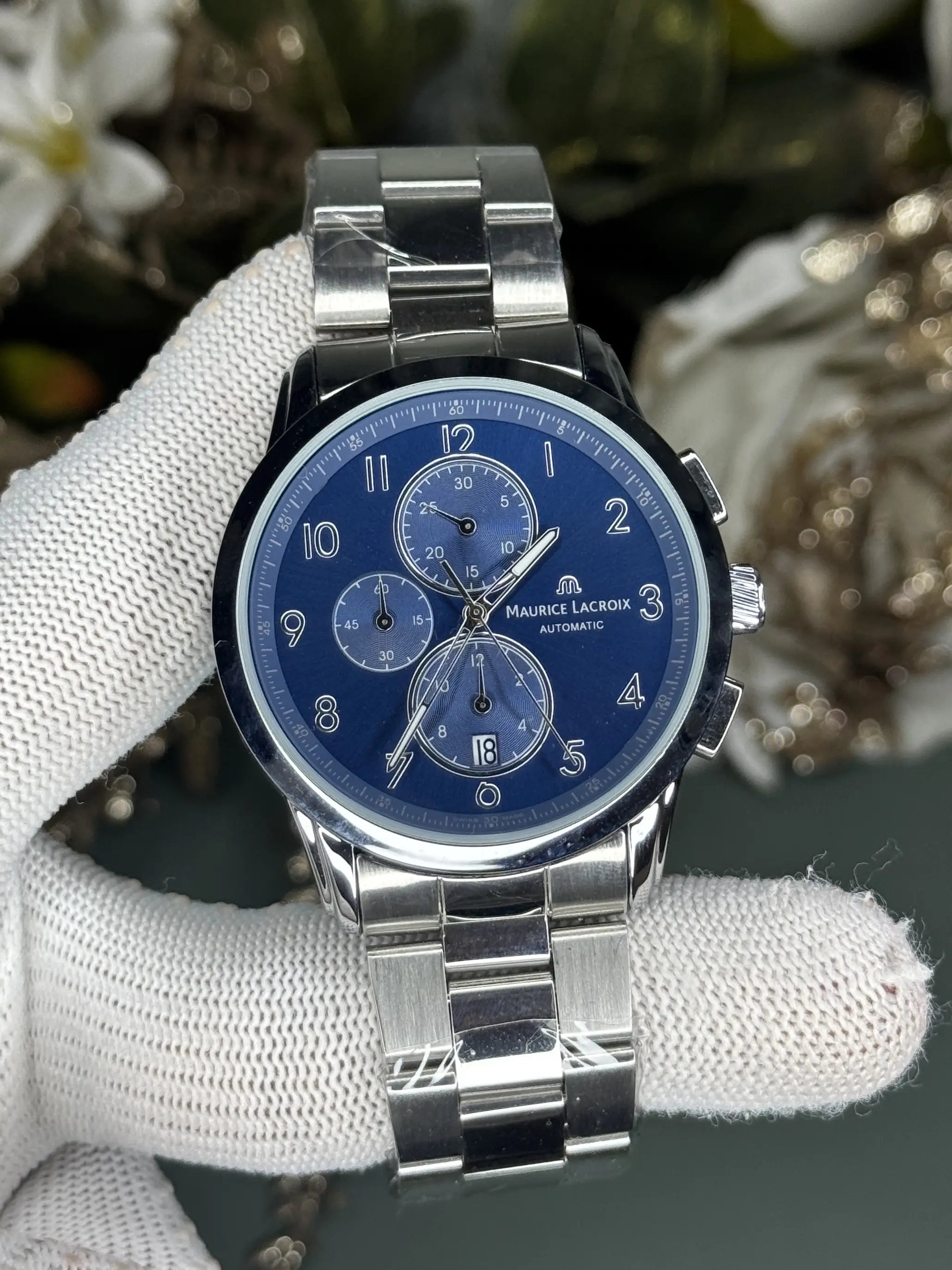 Maurice Lacroix Silver Blue Premium Chronograph Watch Main image