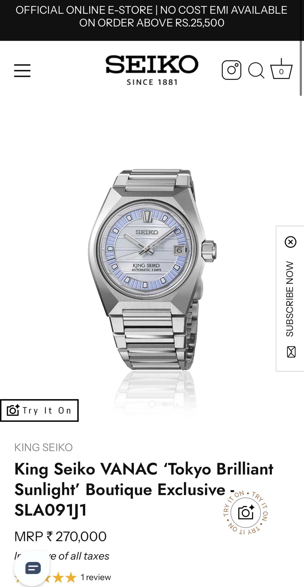 King Seik o Japan Tokyo Brilliant Sunlight Automatic Premium Watch