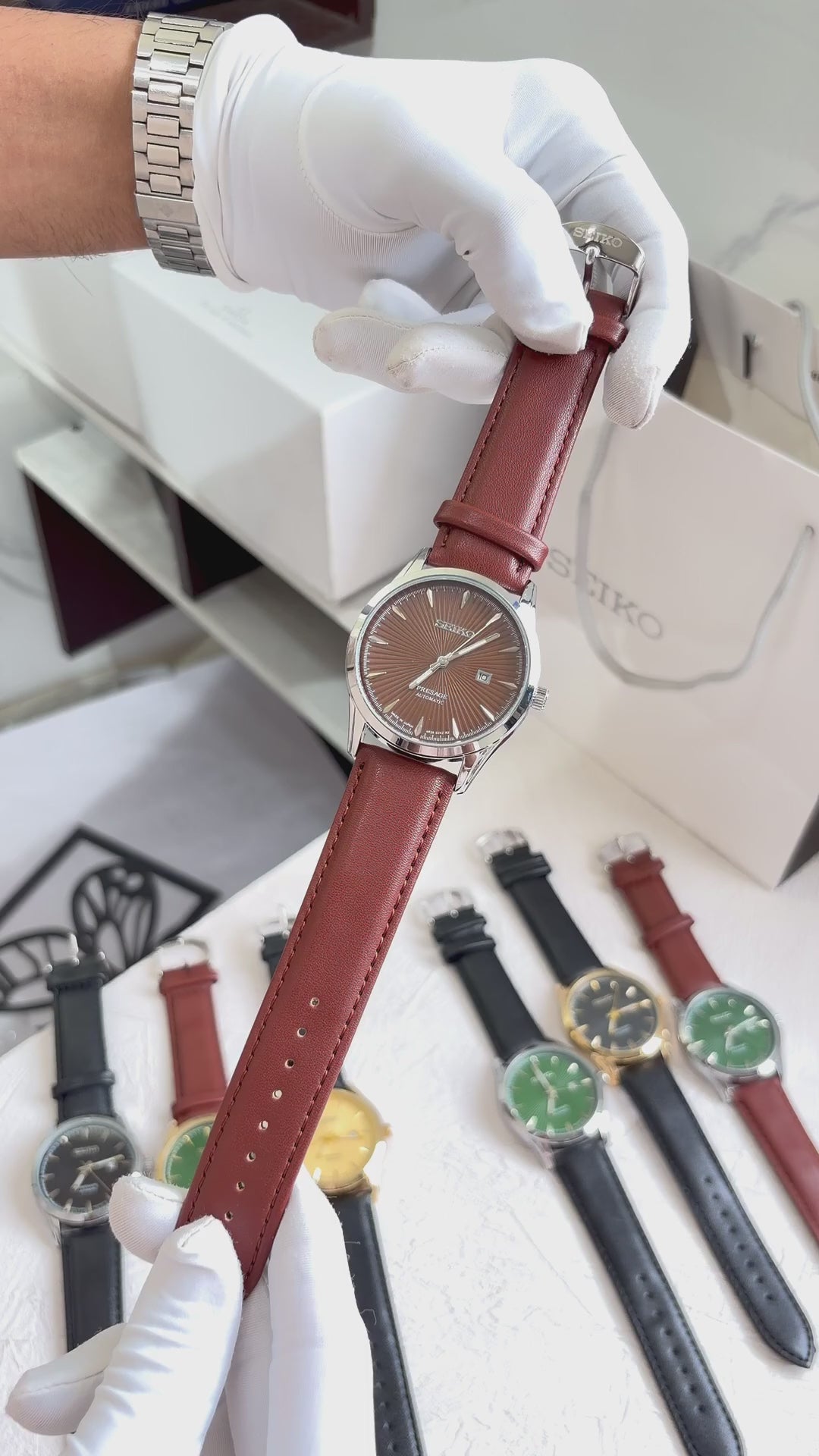 SEIK O PRESAGE LEATHER QUARTZ 933