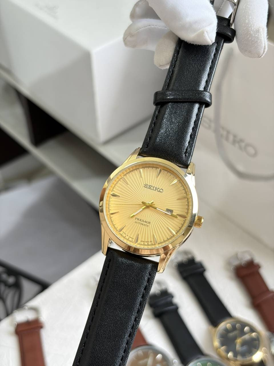 SEIK O PRESAGE LEATHER QUARTZ 933